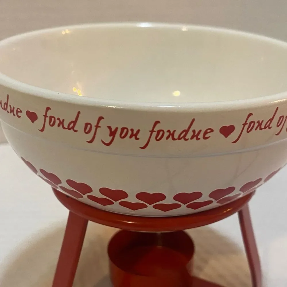 PAI Fondue Serving Set “Fond of you Fondue” & Red Hearts with 4 Serving Forks